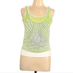 💚 Neon Green TankTop Starburst Front Design Print - Size L